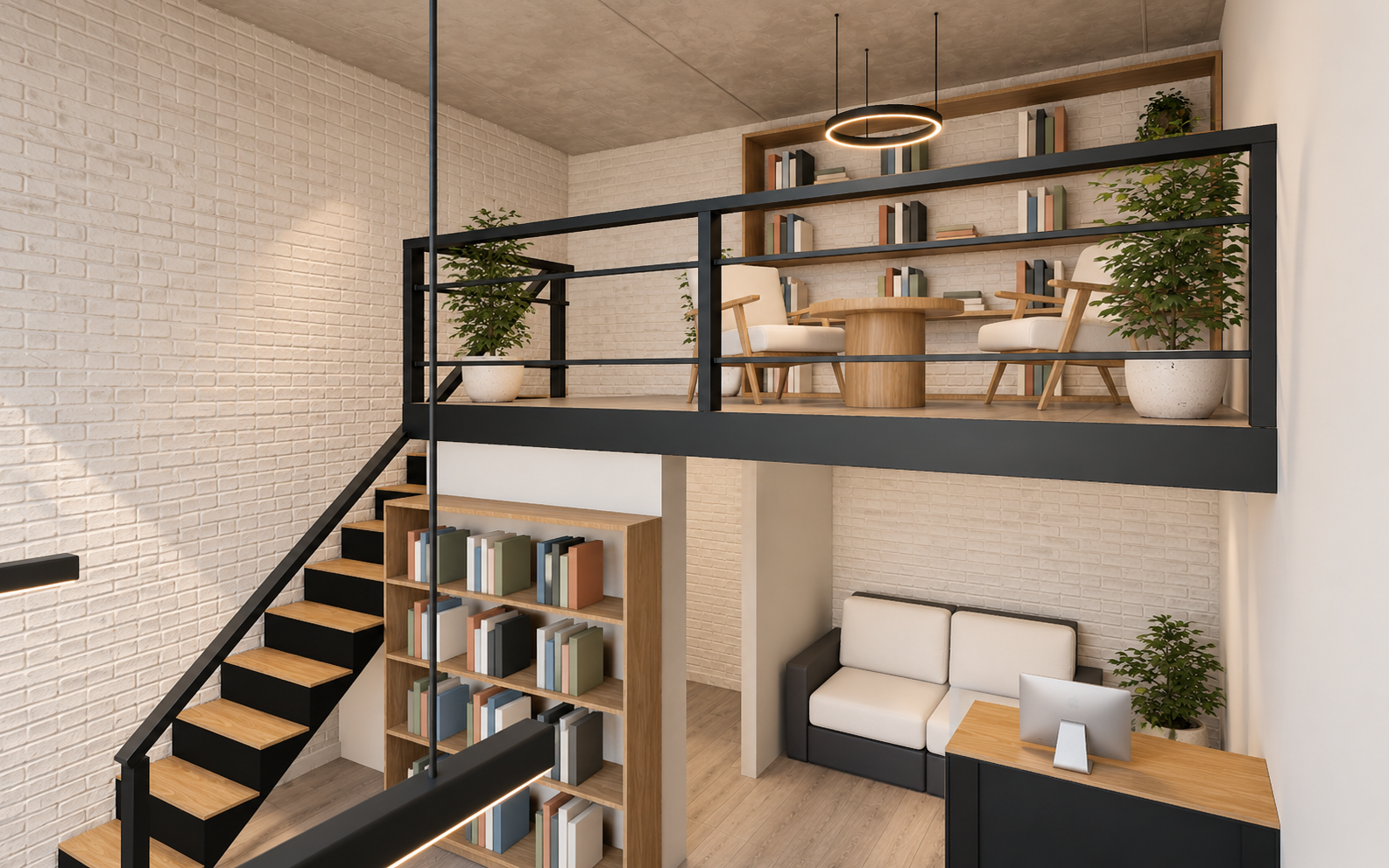 Staircase and mezzanine — generative visualisation of the Nalogika office concept